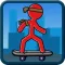 Stick-Man Skate-boarding City Sport Block Jump