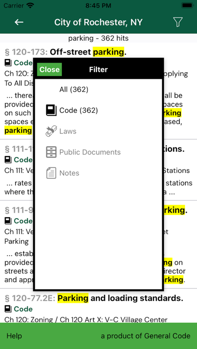 eCode Search Screenshots