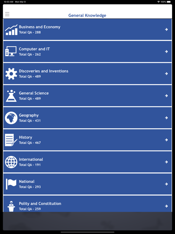 World General Knowledge Quiz iPad Screenshots