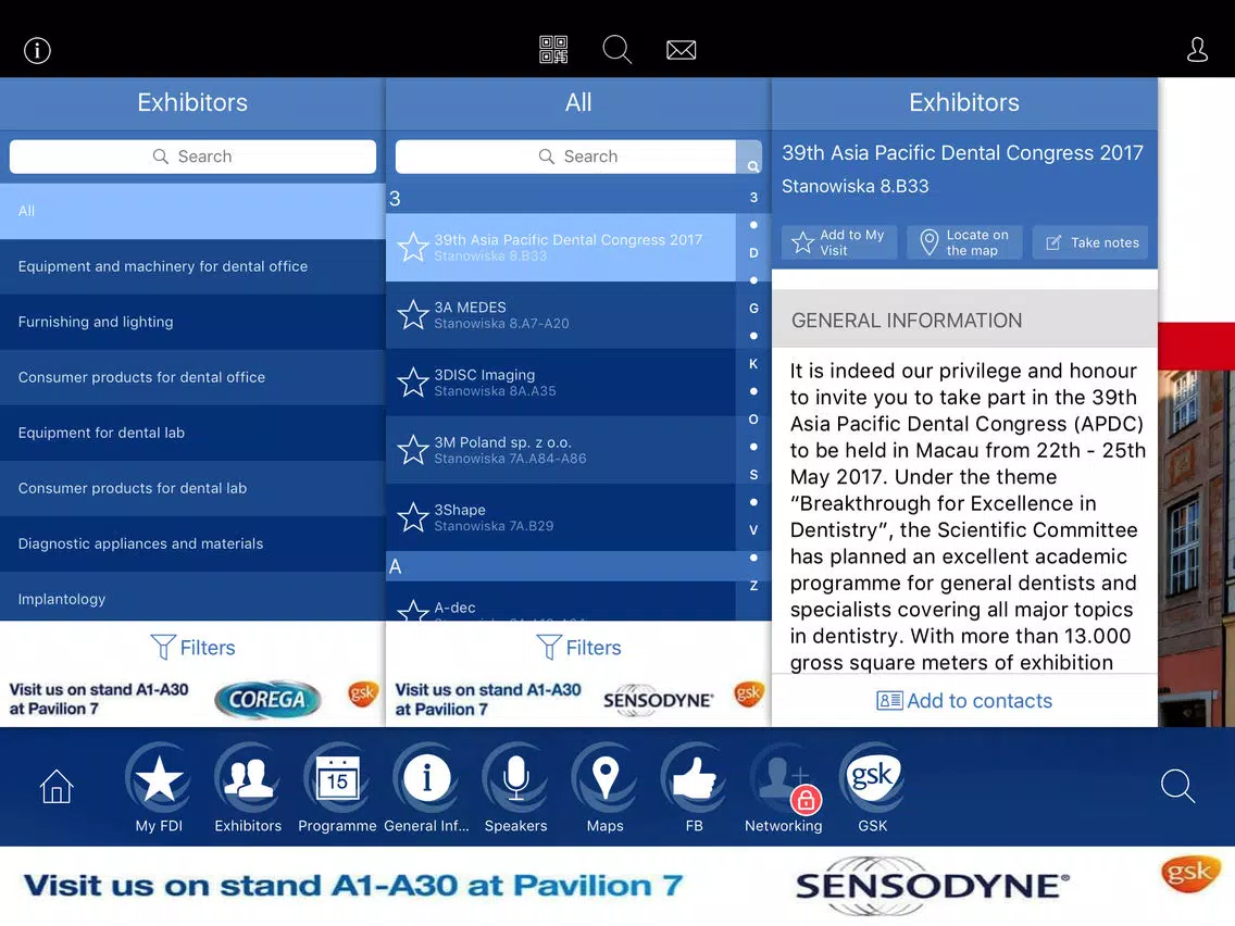 FDI World Dental Congress 2016 iPad Screenshots