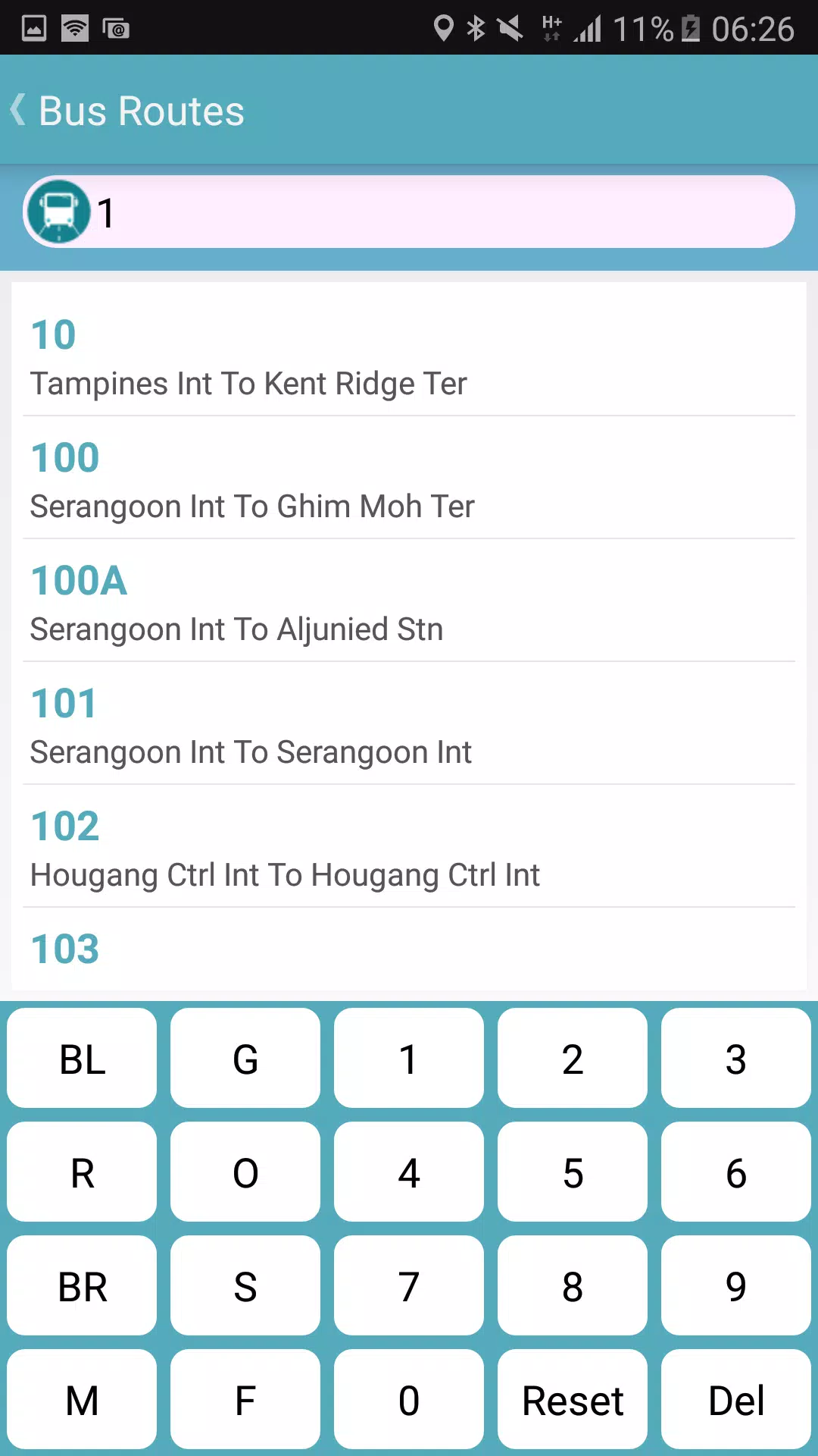 SG Bus / MRT Tracker Screenshots
