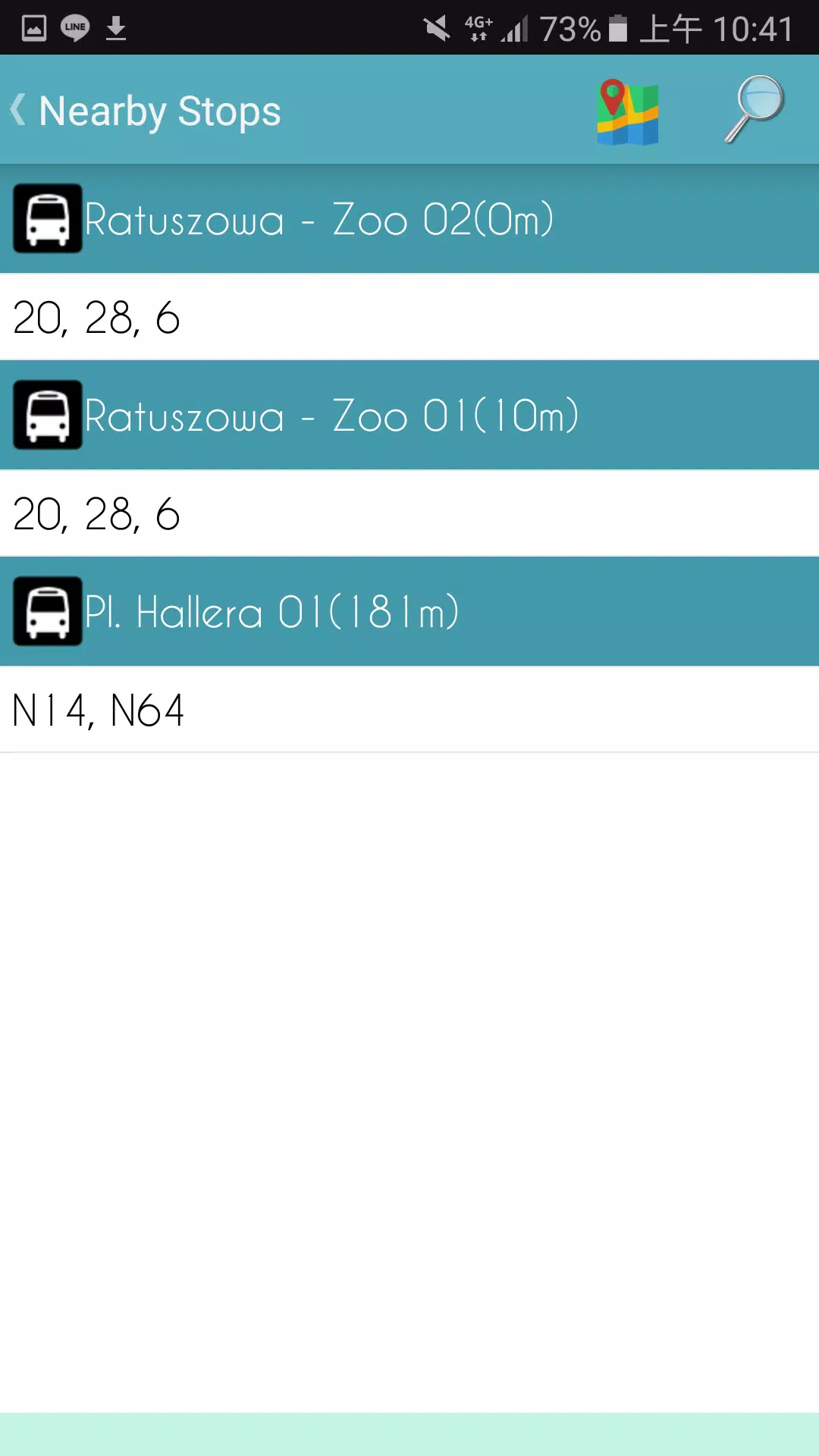 Warsaw ZTM Bus Timetable Screenshots