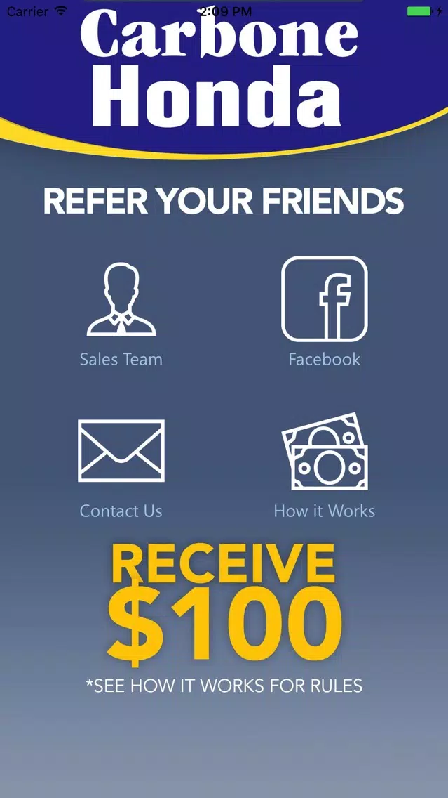 Carbone Honda Referrals Screenshots