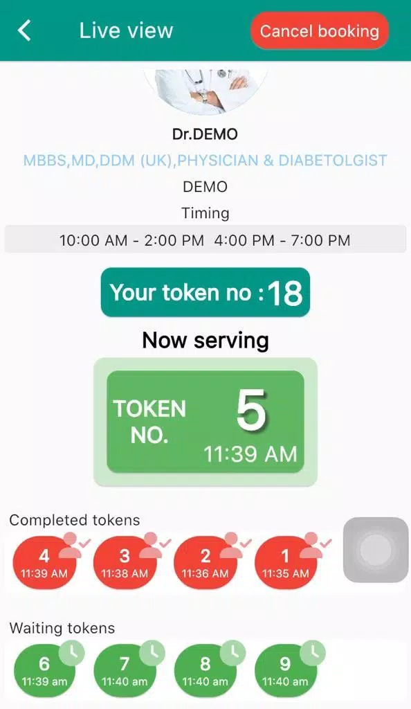 Go token Booking Screenshots