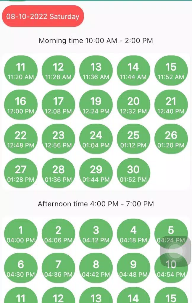 Go token Booking Screenshots
