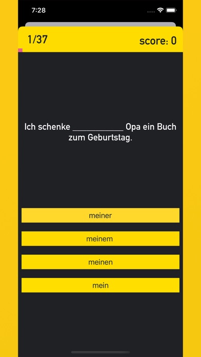 Schreiben B1-B2 Quiz Grammatik Screenshots