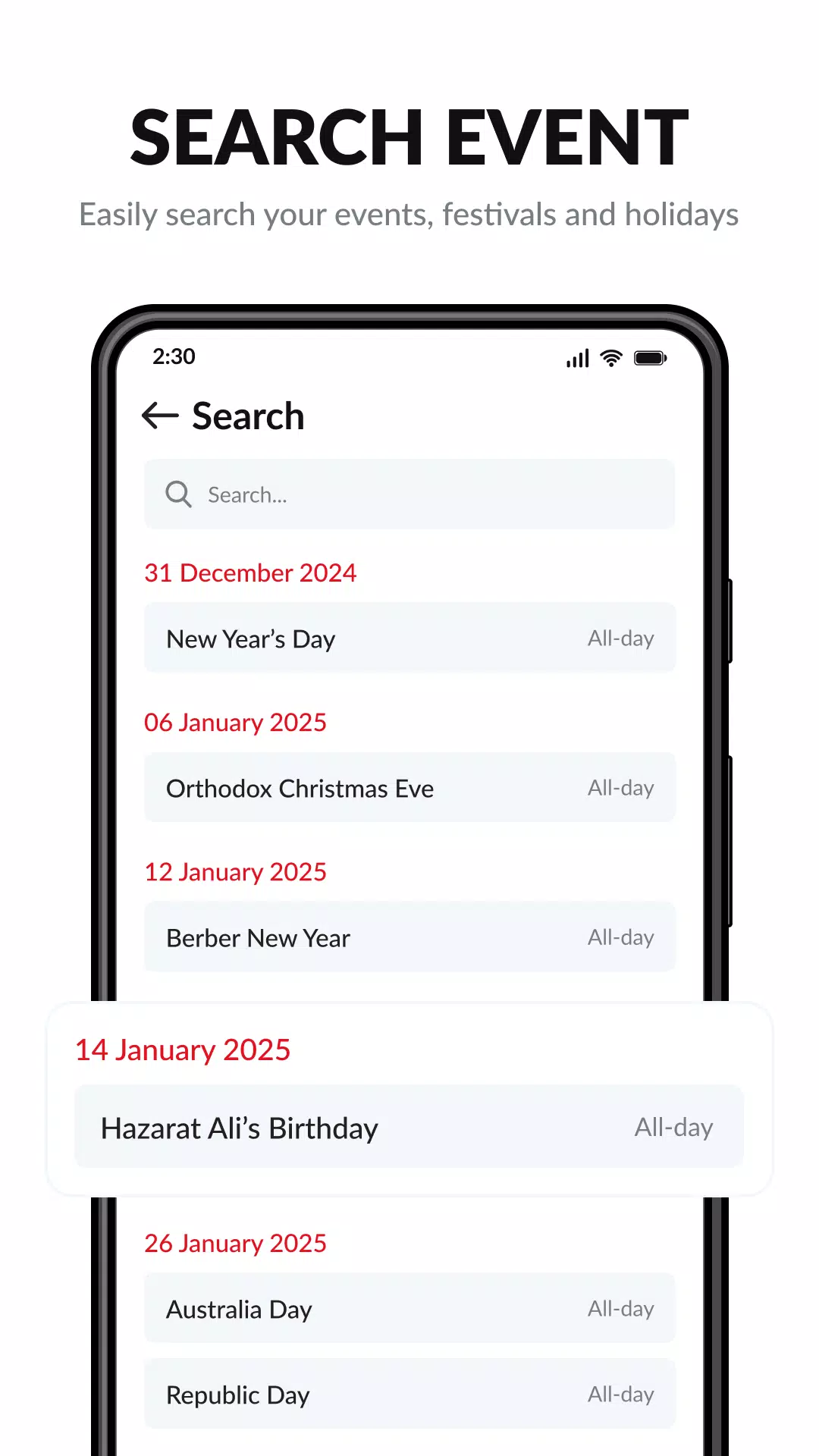 Calendar Screenshots