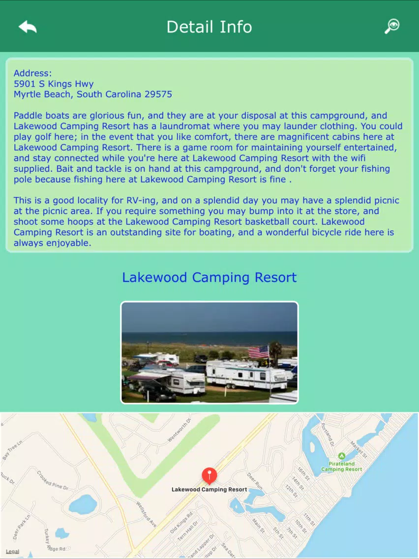 South Carolina Camping iPad Screenshots