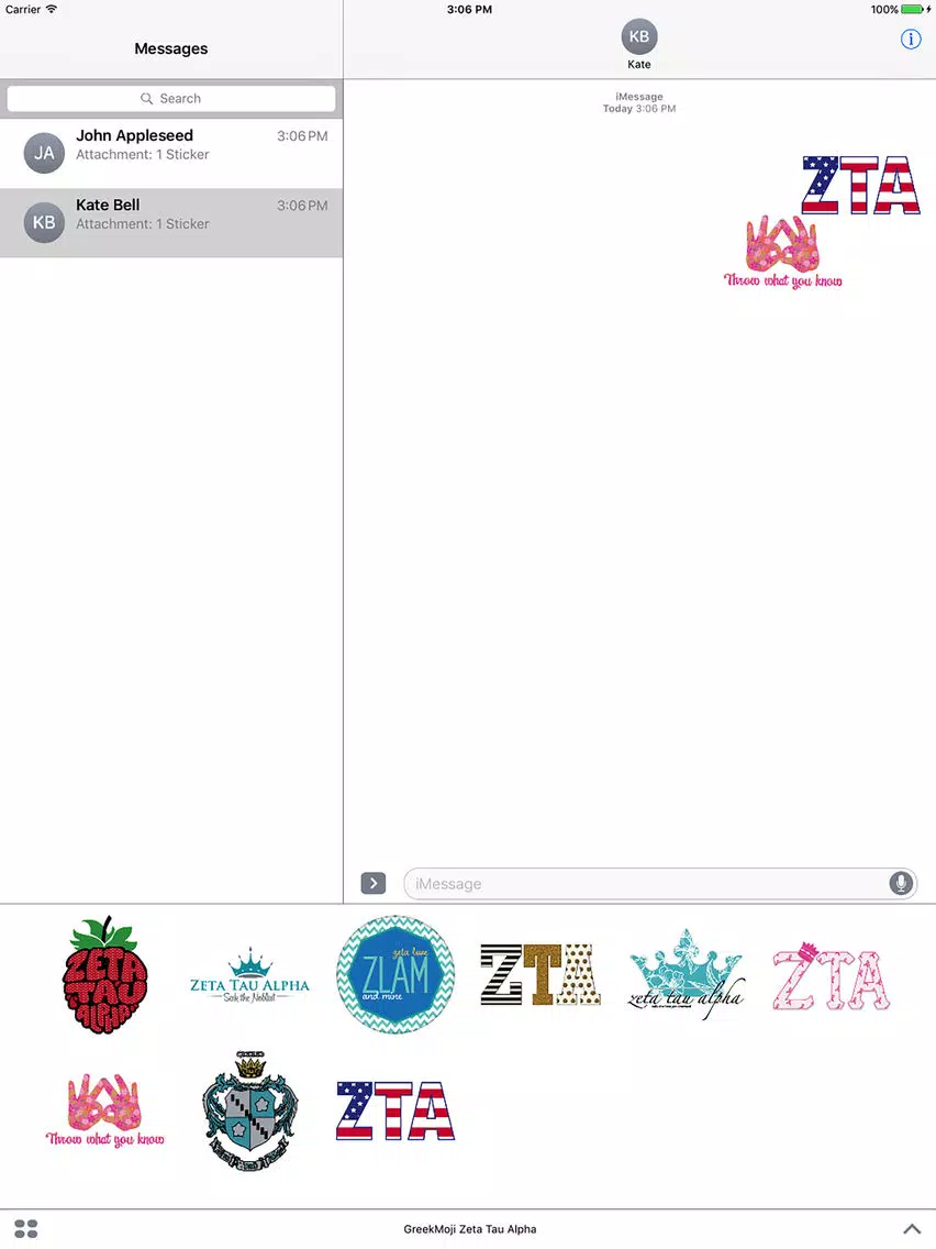 GreekMoji - Zeta Tau Alpha Sticker Pack iPad 应用截图