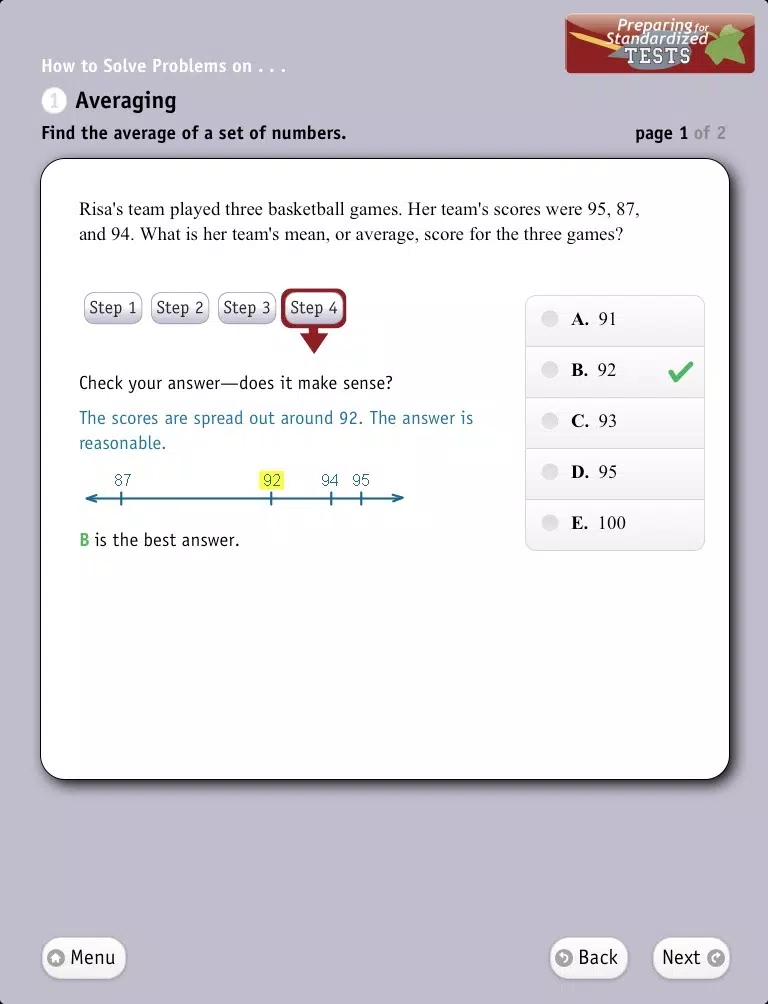 Preparing for Standardized Tests, Math Lite iPad Screenshots