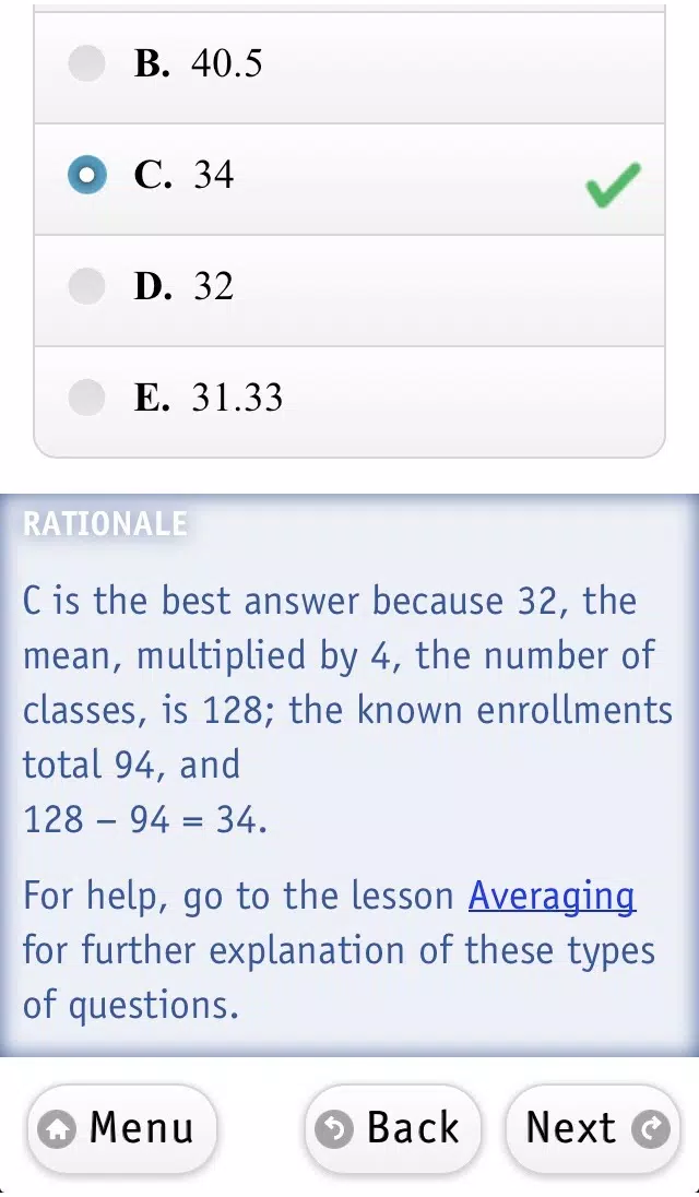 Preparing for Standardized Tests, Math Lite Screenshots