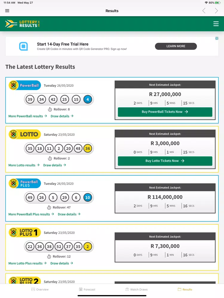 Sa Powerball Results &Forecast iPad Screenshots