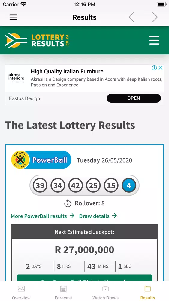 Sa Powerball Results &Forecast Screenshots