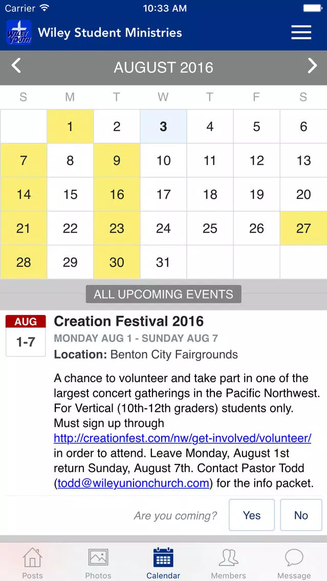 Wiley Student Ministries Screenshots