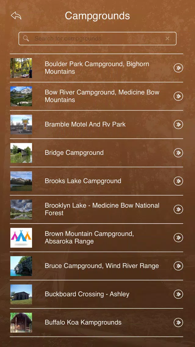 Wyoming Camping and RV Parks Screenshots