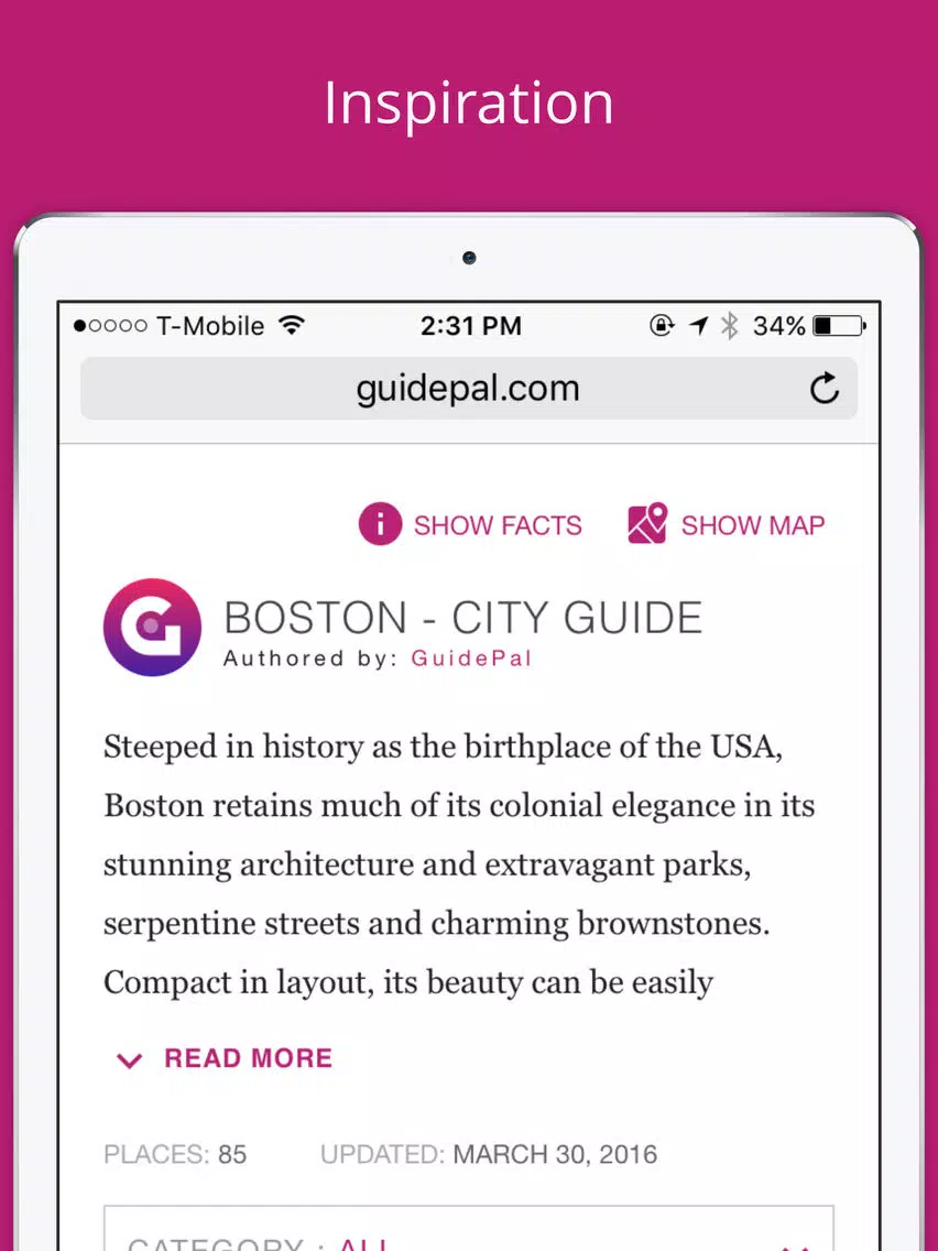 Boston City Travel Guide - GuidePal iPad Screenshots