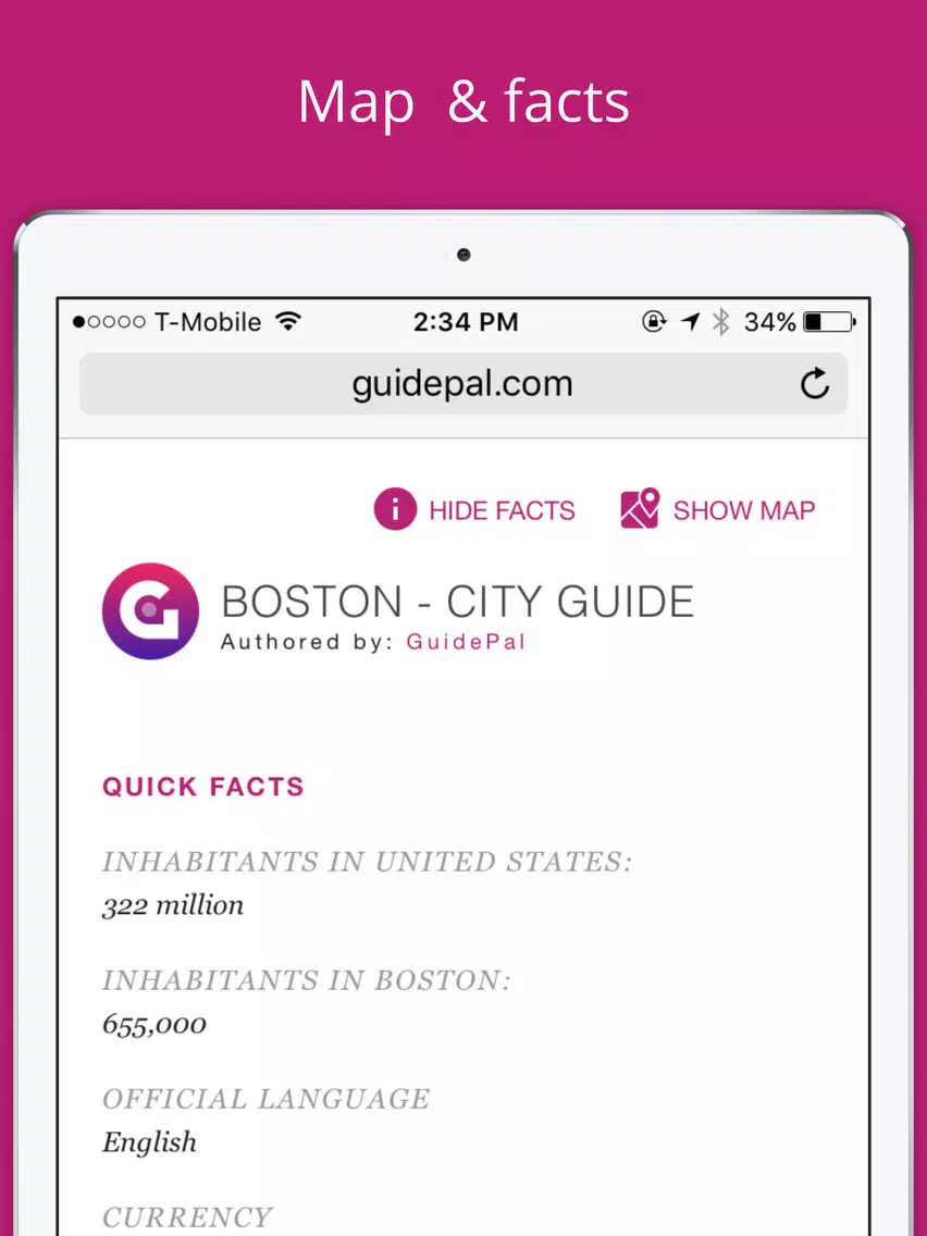 Boston City Travel Guide - GuidePal iPad Screenshots