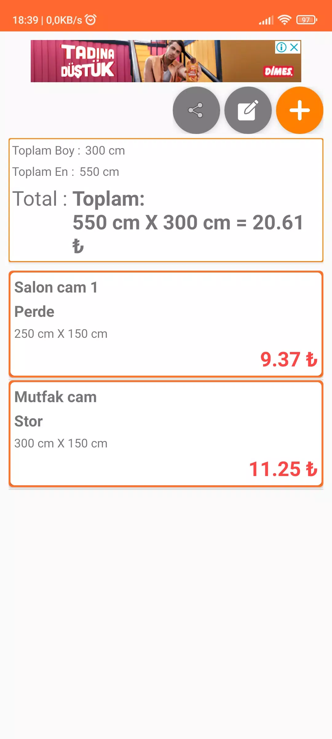 Perde Metre Kare Hesaplama Screenshots