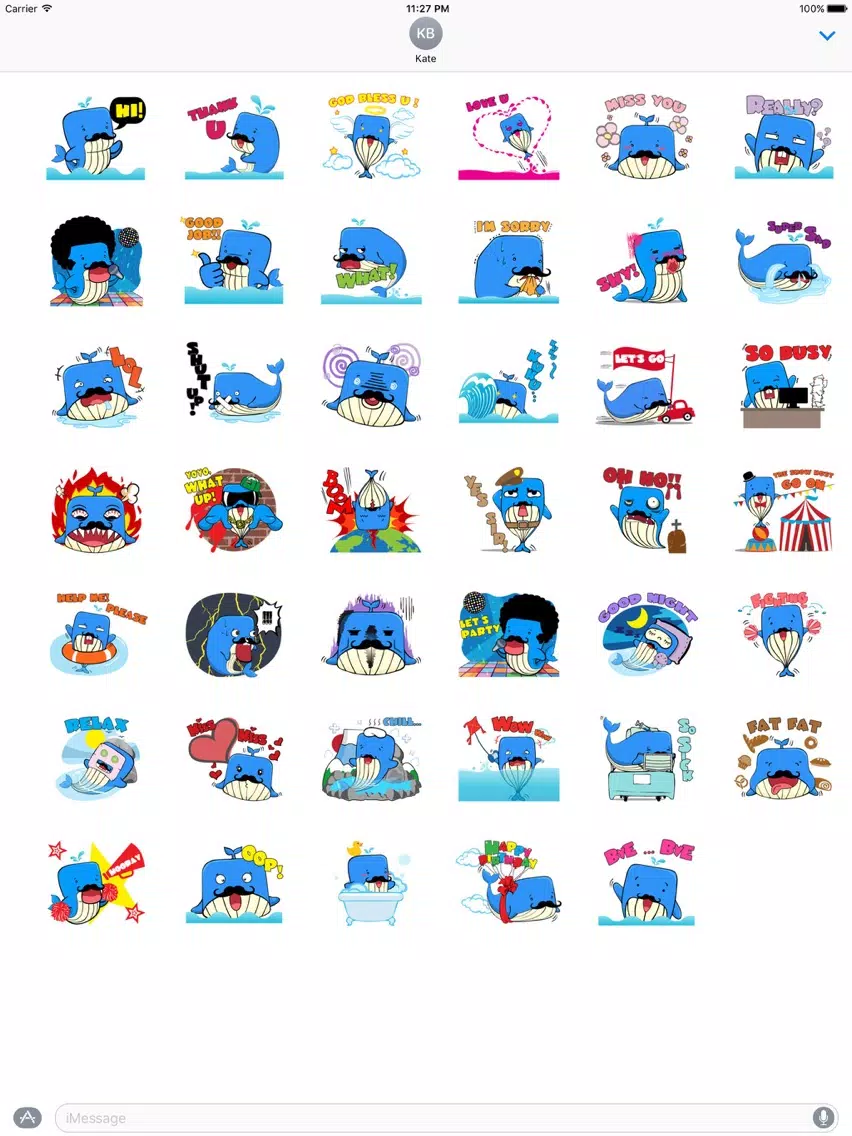 Funny Giant Blue Whale Sticker iPad Screenshots