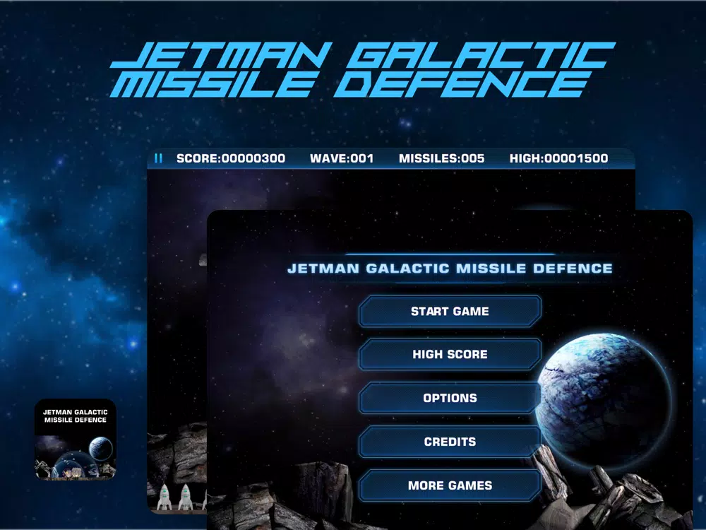 Tangkapan skrin JetMan Galactic MissileDefence iPad 