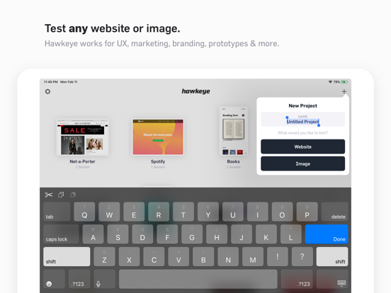 Hawkeye Testing iPad Screenshots