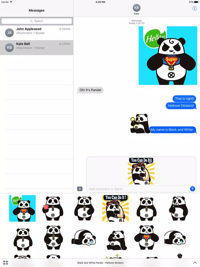 Hellowe Stickers: Black and White Panda iPad Screenshots