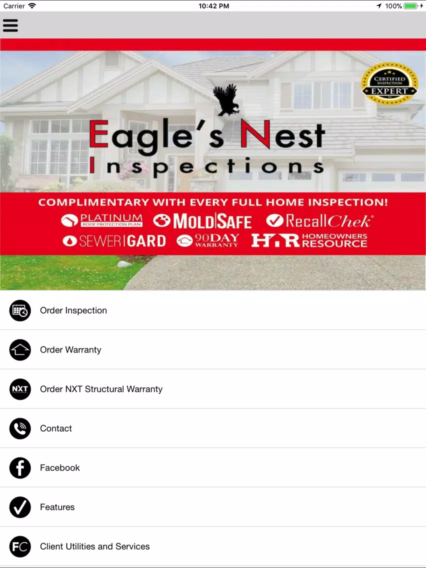 Eagles Nest Inspections iPad Screenshots