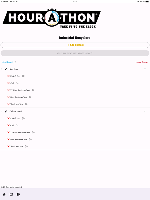 Hour-A-Thon Quicktext iPad Screenshots