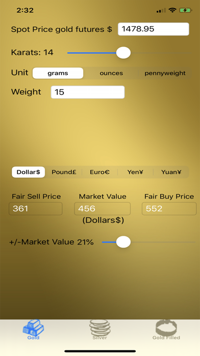 Gold and Silver Calculator Screenshots