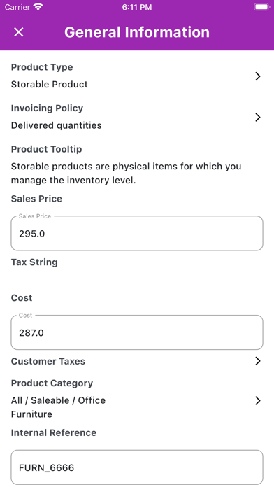 Odoo Native Mobile App Screenshots