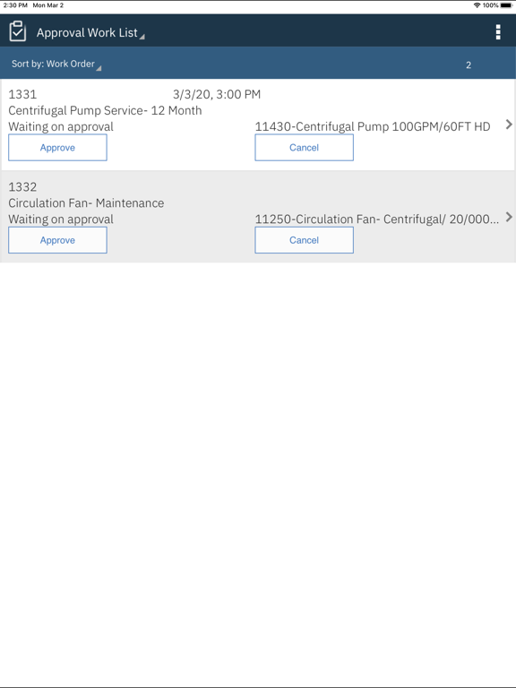IBM Maximo Supervisor iPad Screenshots