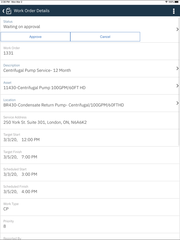 IBM Maximo Supervisor iPad Screenshots