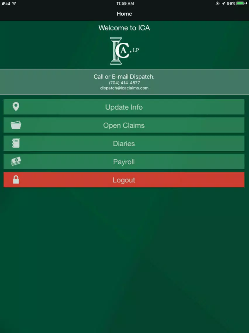 ICA Mobile Claims iPad Screenshots