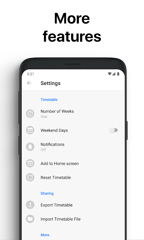 Timetable Screenshots