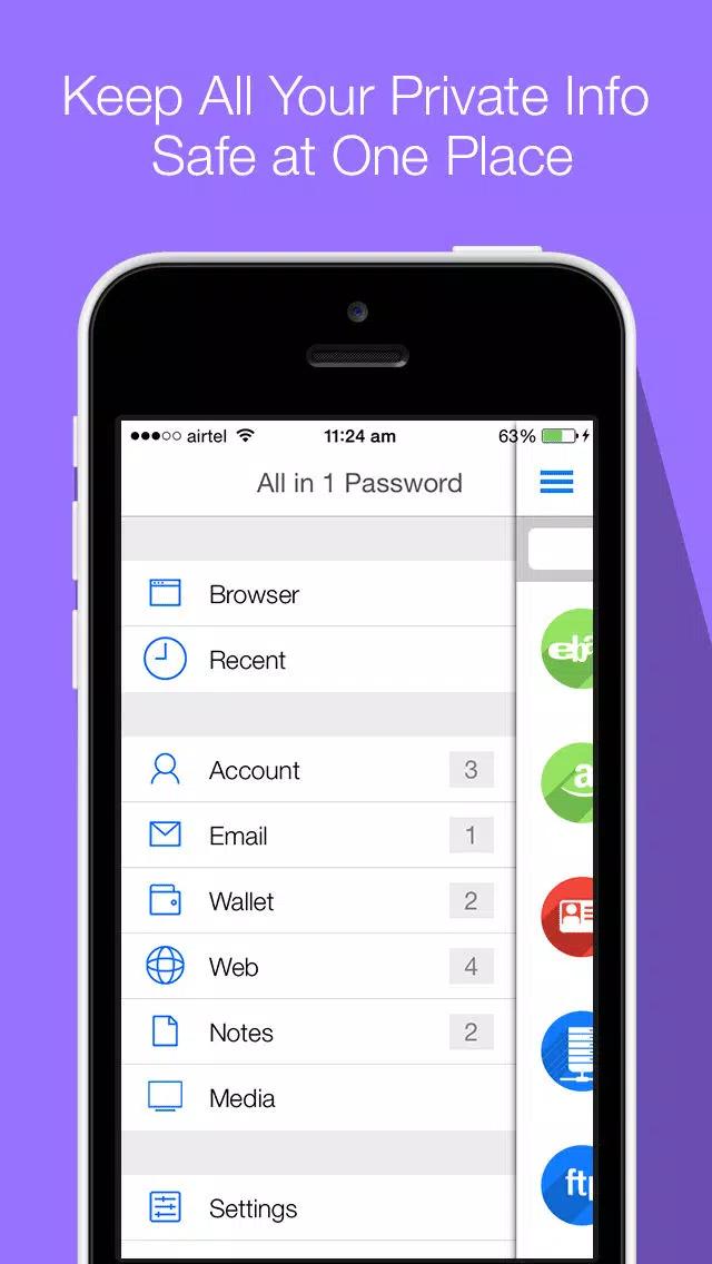 Screenshot di All in 1 Password Manager Lite & Secret Camera - Secure digital Wallet application to Hide Personal Data with Private Browser