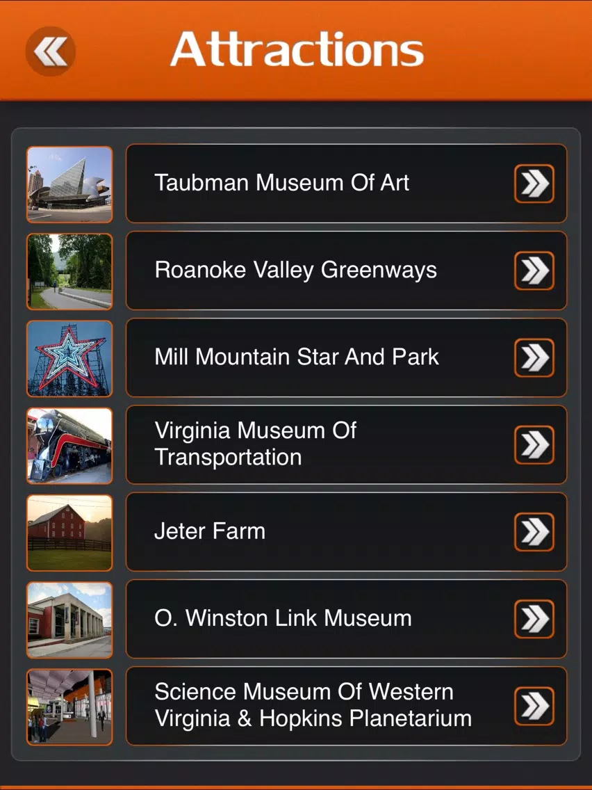 Roanoke Visitor Guide iPad Screenshots