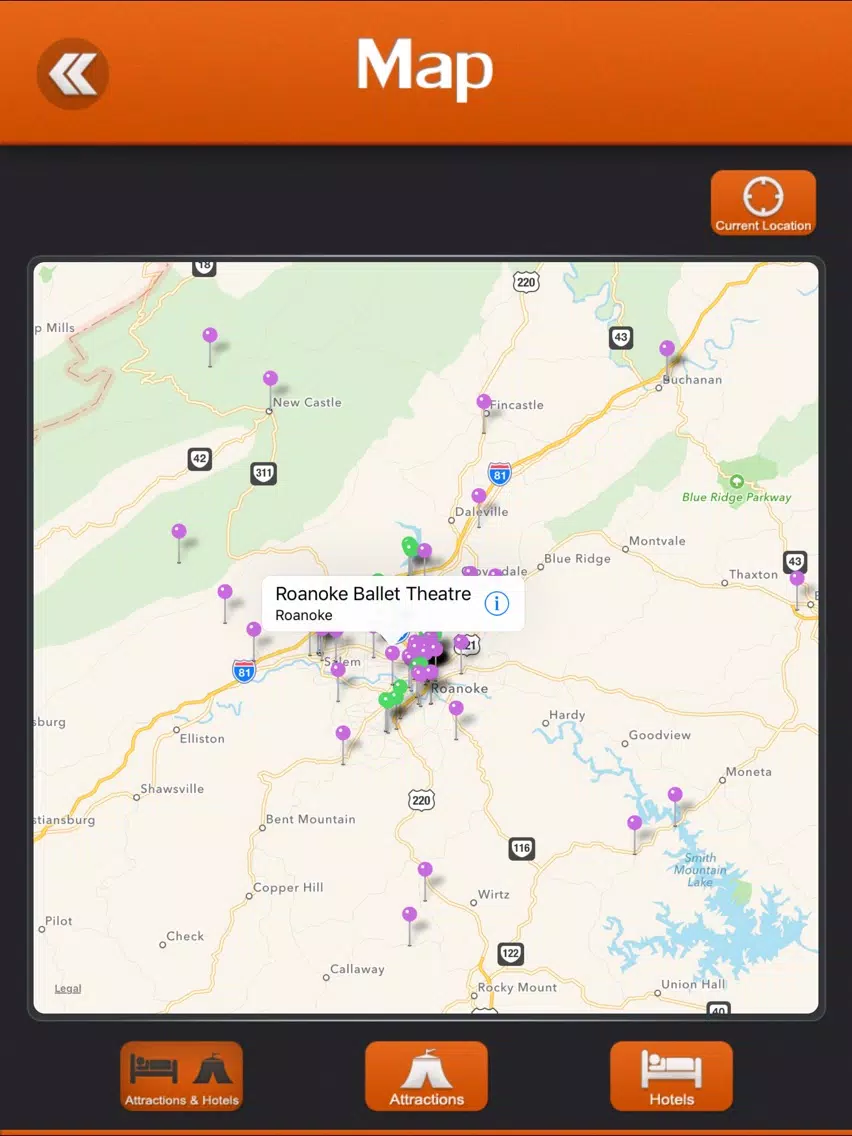 Roanoke Visitor Guide iPad Screenshots