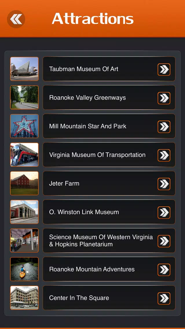 Roanoke Visitor Guide Screenshots