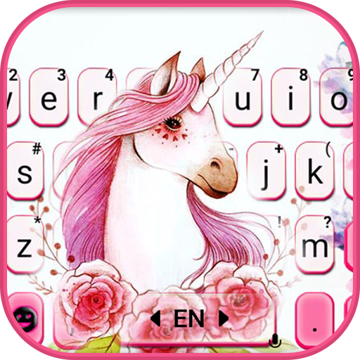 Cute Watercolor Unicorn Keyboa