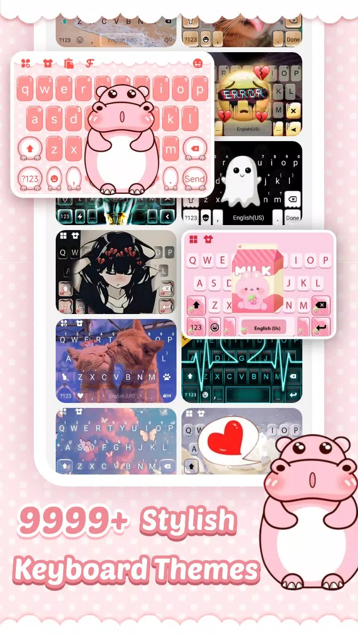 Pink Cute Hippo Theme Screenshots