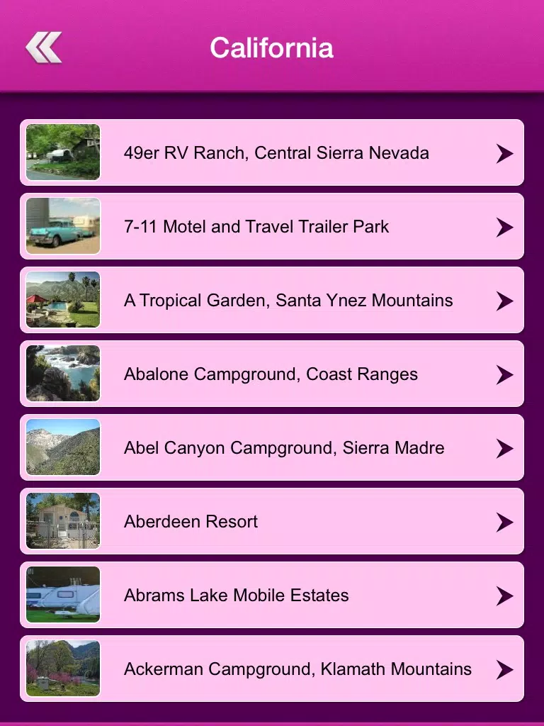 USA Campgrounds and RV Parks iPad Screenshots