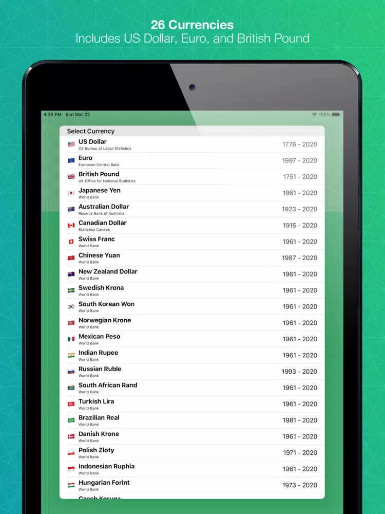 Inflation Calculator Pro iPad Screenshots