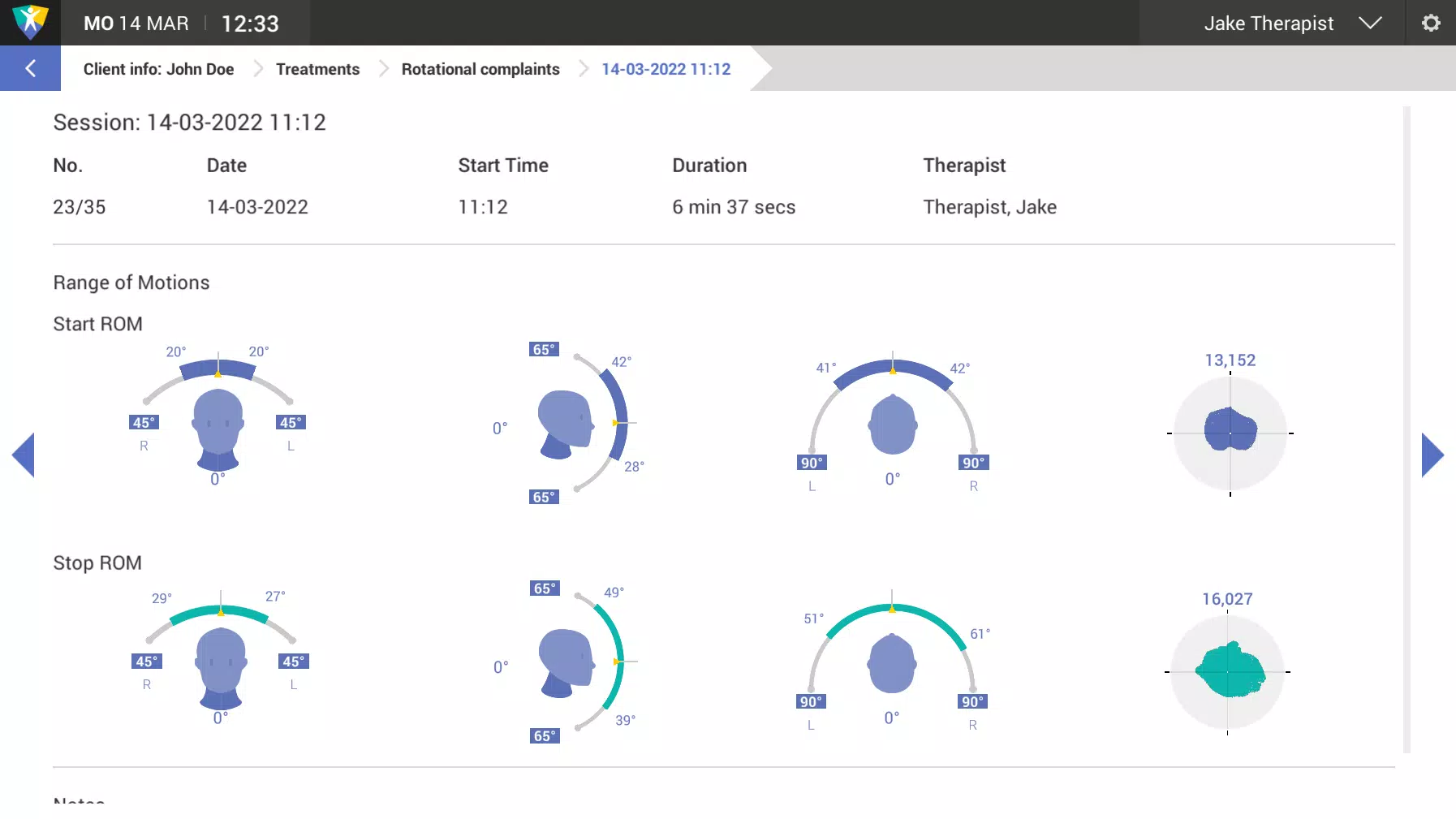 Capturas de tela do Corpus VR Dashboard