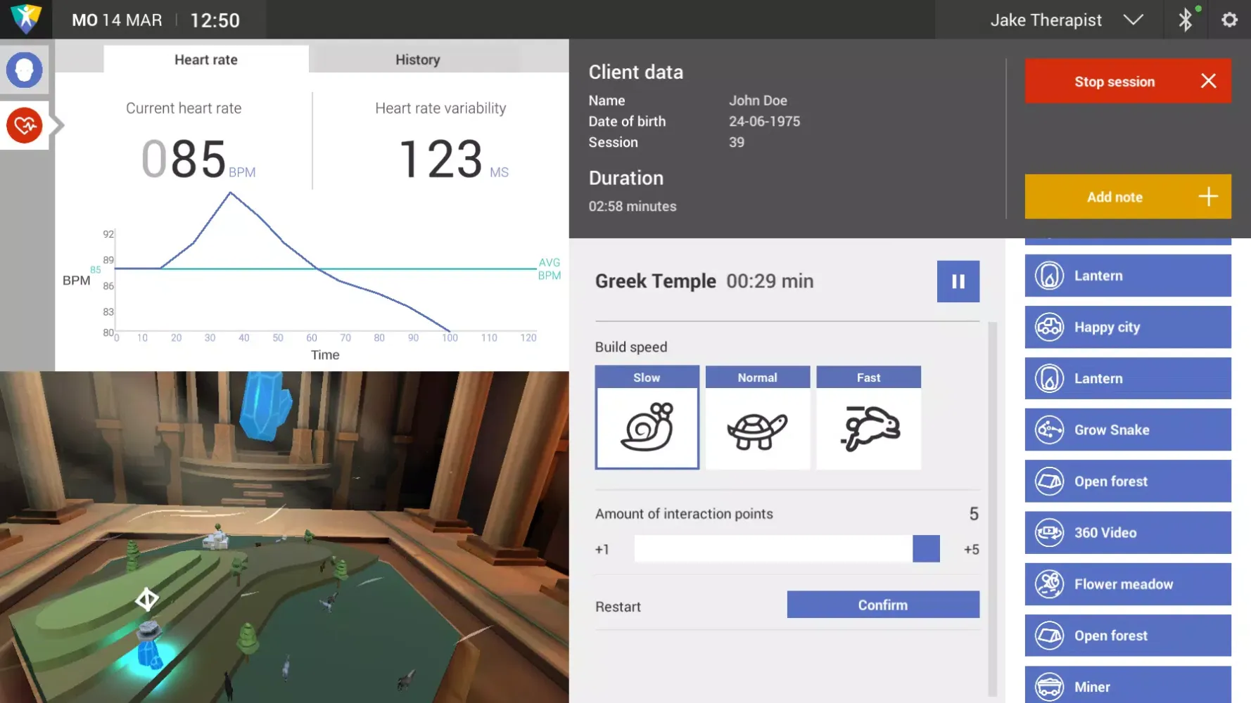 Corpus VR Dashboard Screenshots