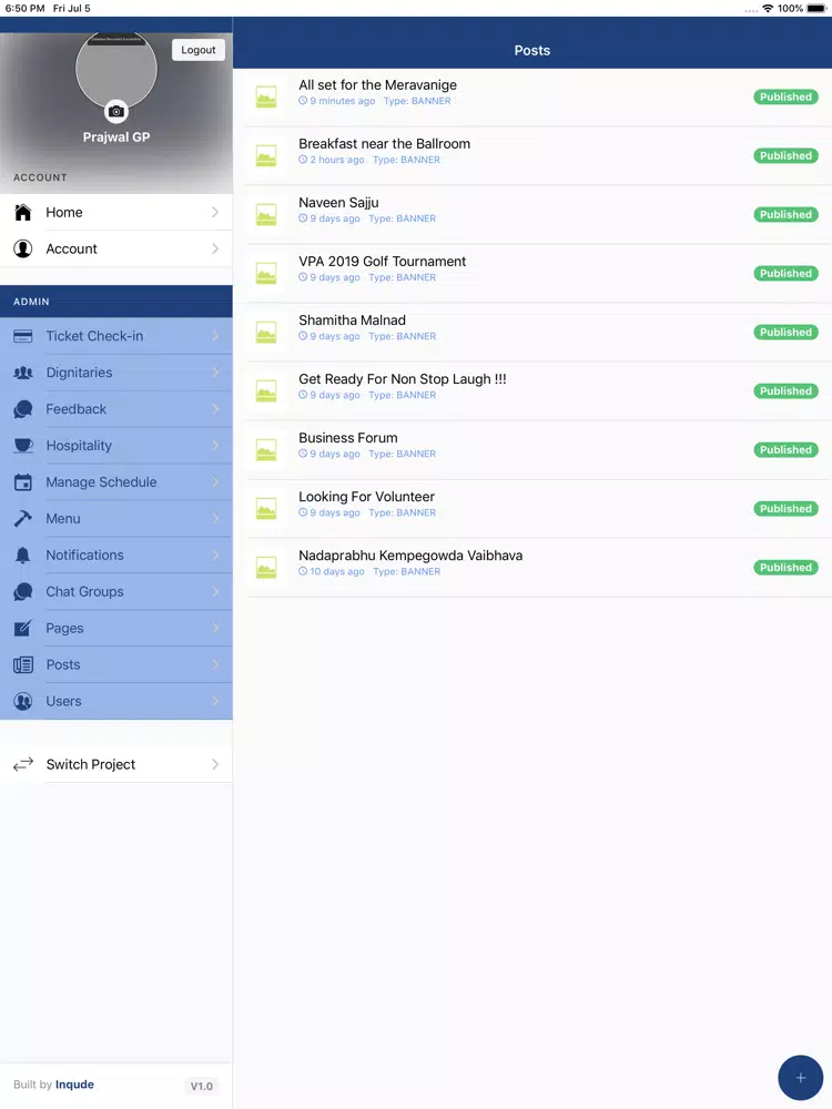 EventiPlex Onboard iPad Screenshots