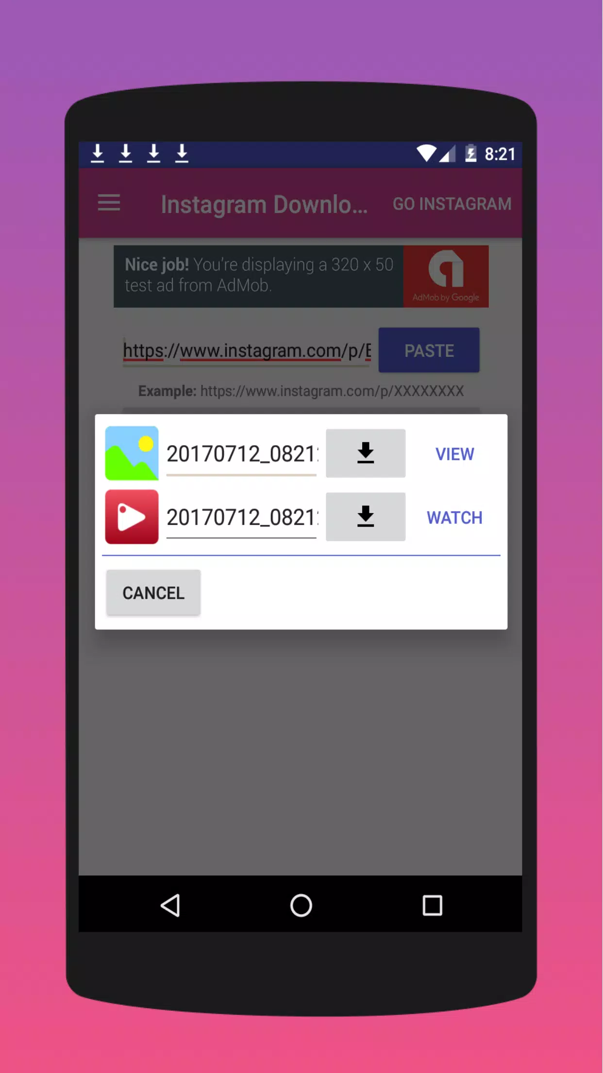 instadown - img and video loader 2018 स्क्रीनशॉट