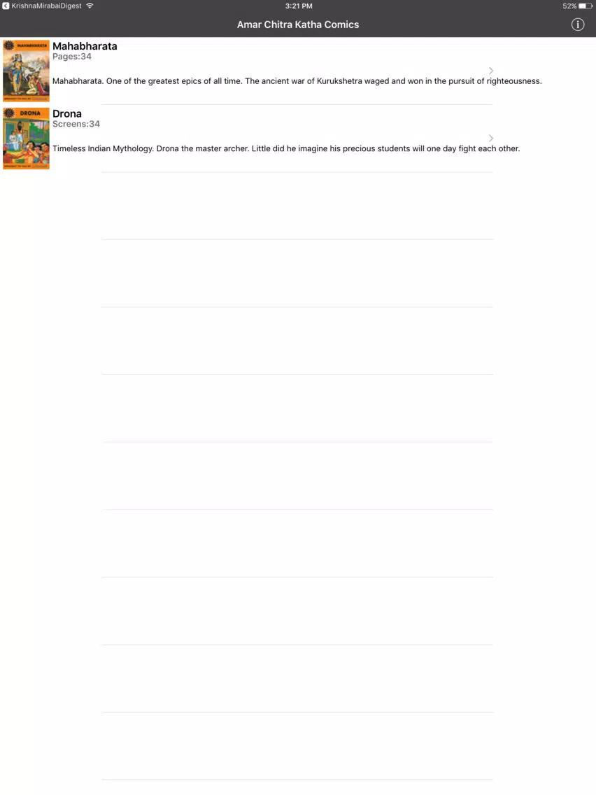 Mahabharata and Drona Digest - Amar Chitra Katha iPad Screenshots