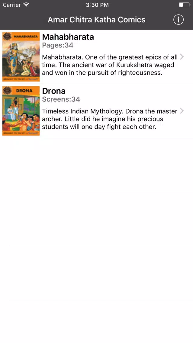 Mahabharata and Drona Digest - Amar Chitra Katha Screenshots