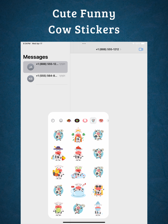 Cute Funny Cow Strickers iPad Screenshots