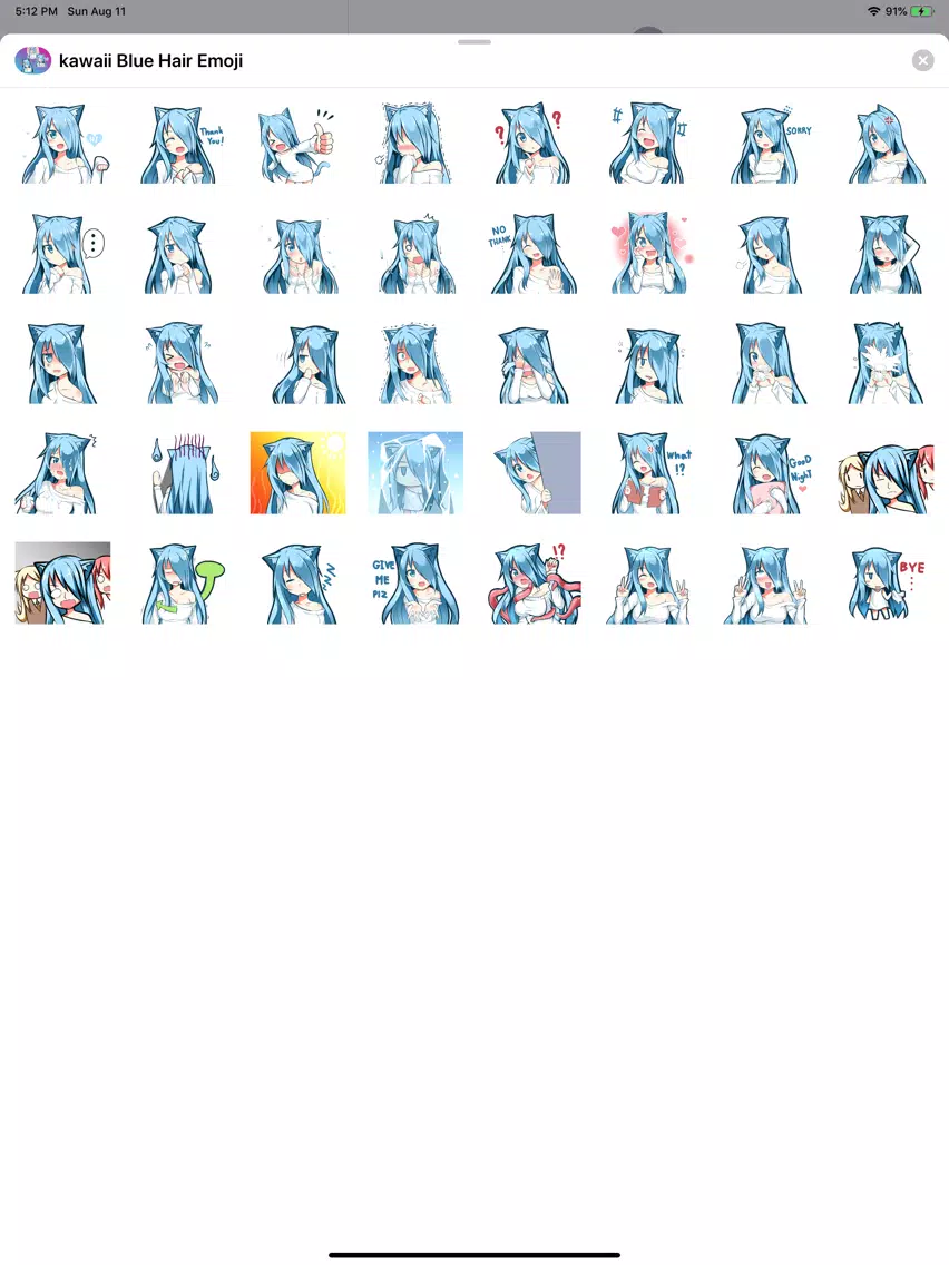kawaii Blue Hair Emoji Sticker iPad Screenshots